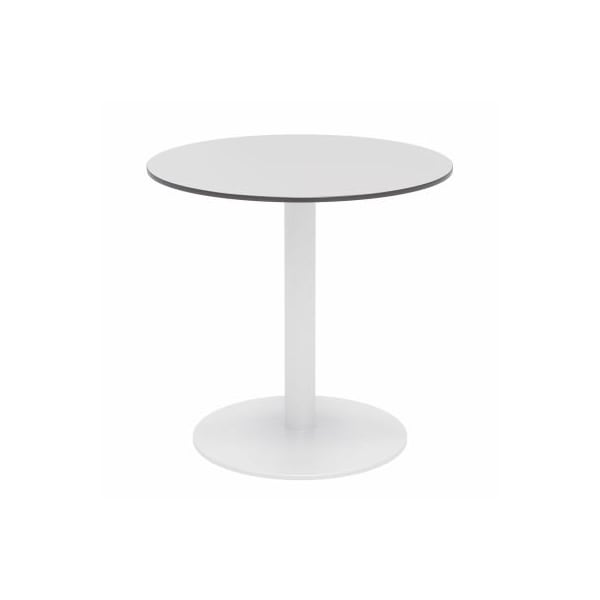 Kfi 30" Round Outdoor Cafe Table - Fashion Gray Phenolic Top - White Aluminum Frame - Ivy Series OLTP30RD-B2200WH-D381 - main